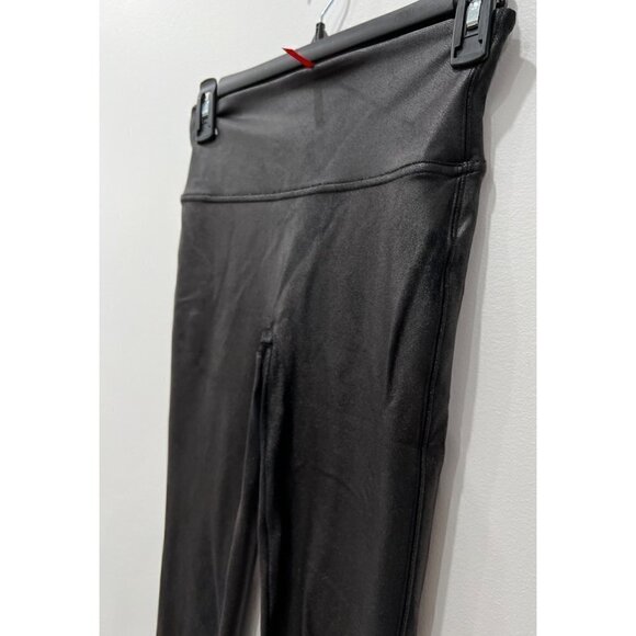 SPANX Size S Faux Leather Leggings Coated Black - Picture 13 of 16
